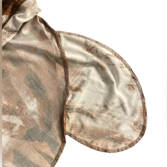 Brown and Tan Asymmetrical Cuffed Sleeve Tunic - Picture 5 of 6